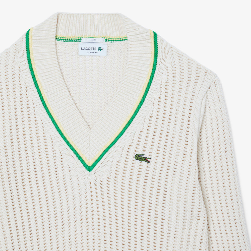 V Neck Striped Tennis Sweater