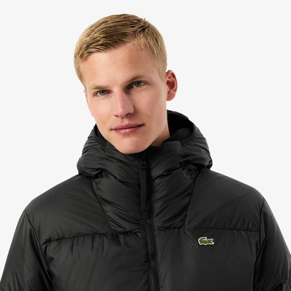 Short Water-Repellent Hooded Puffed Jacket