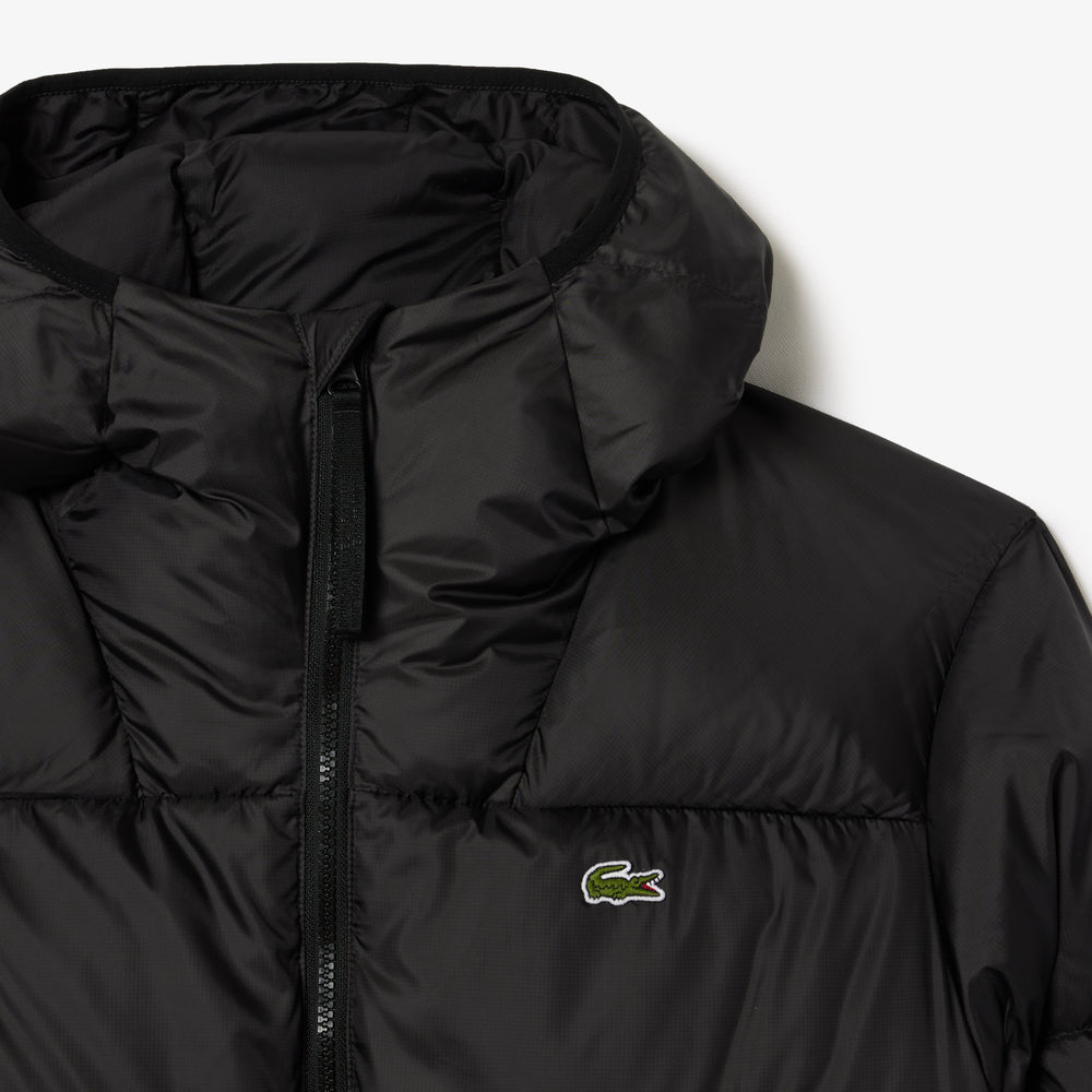 Short Water-Repellent Hooded Puffed Jacket