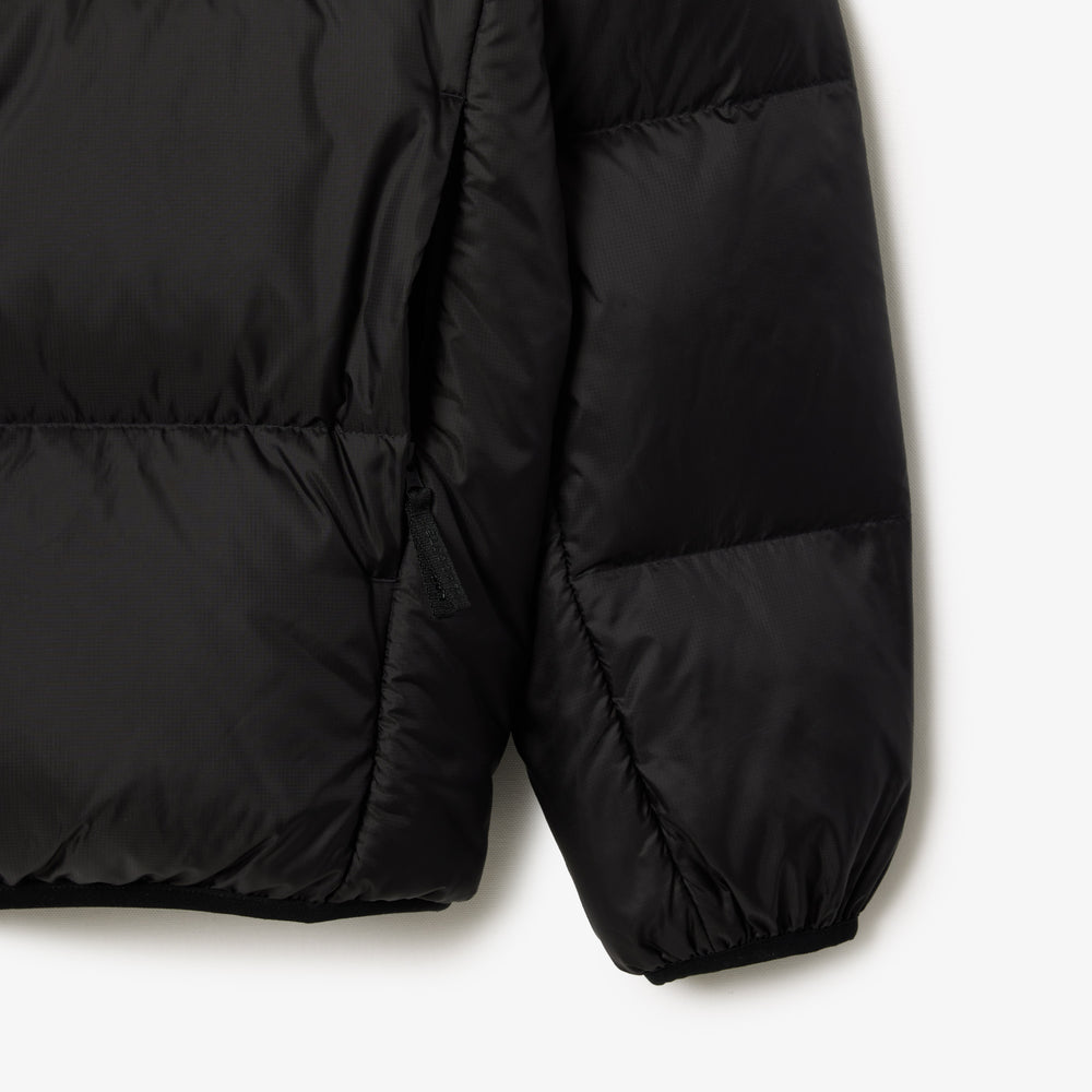 Short Water-Repellent Hooded Puffed Jacket
