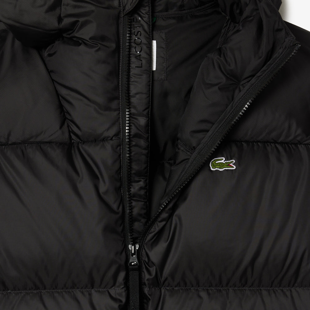 Short Water-Repellent Hooded Puffed Jacket