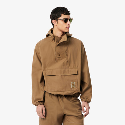 Badge Accent Water-Repellent Canvas Half Zipped Jacket
