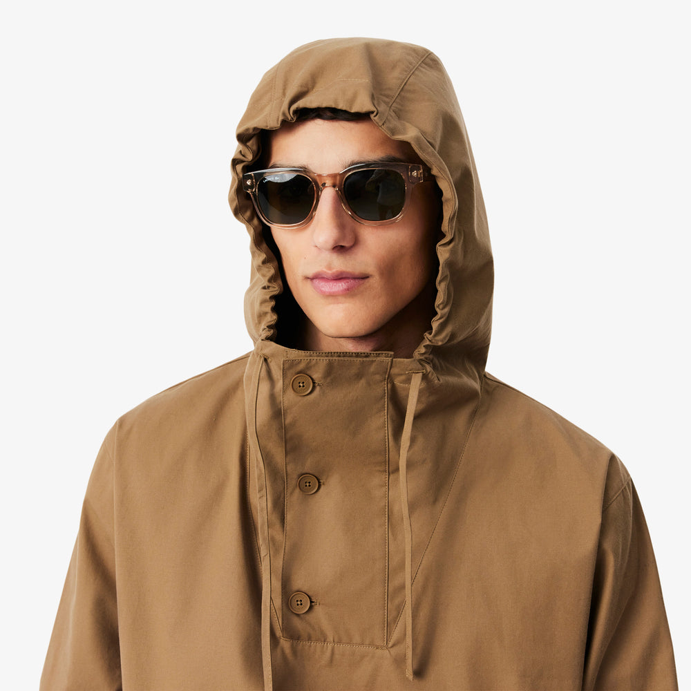 Badge Accent Water-Repellent Canvas Half Zipped Jacket