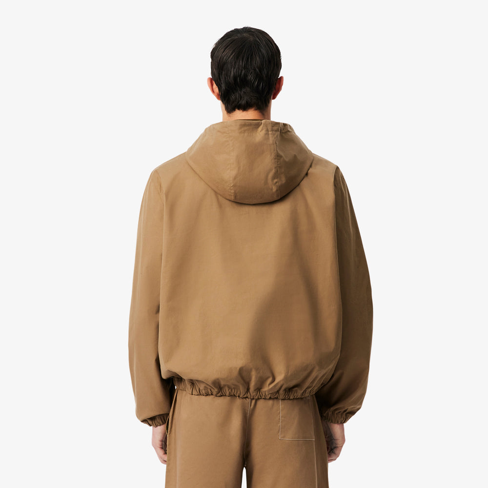 Badge Accent Water-Repellent Canvas Half Zipped Jacket