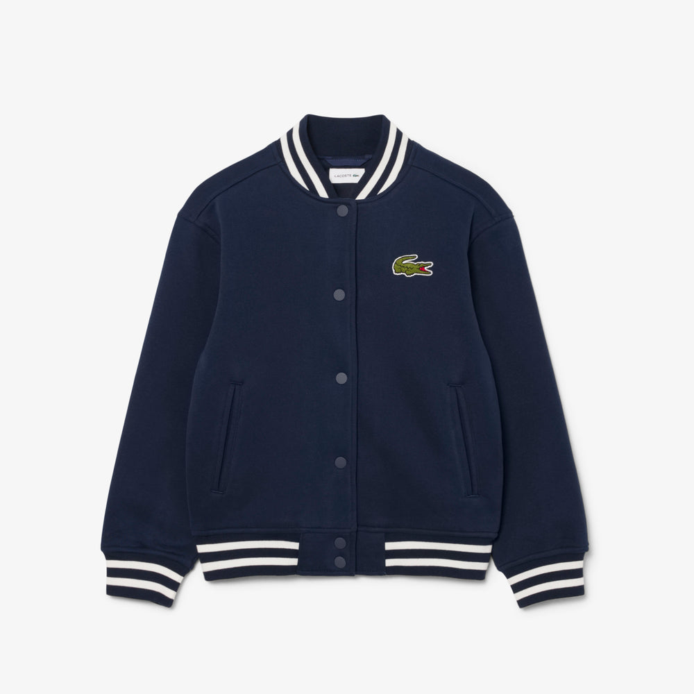 Unisex Embroidered Badge Fleece Bomber Jacket