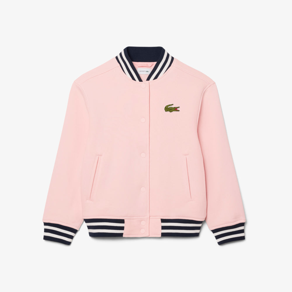 Unisex Embroidered Badge Fleece Bomber Jacket