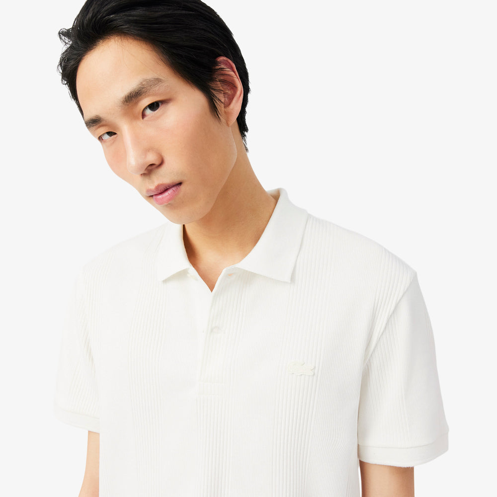 Classic Fit Ribbed Knit Polo Shirt