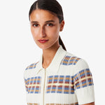 Ribbed Knit Polo Collar Dress