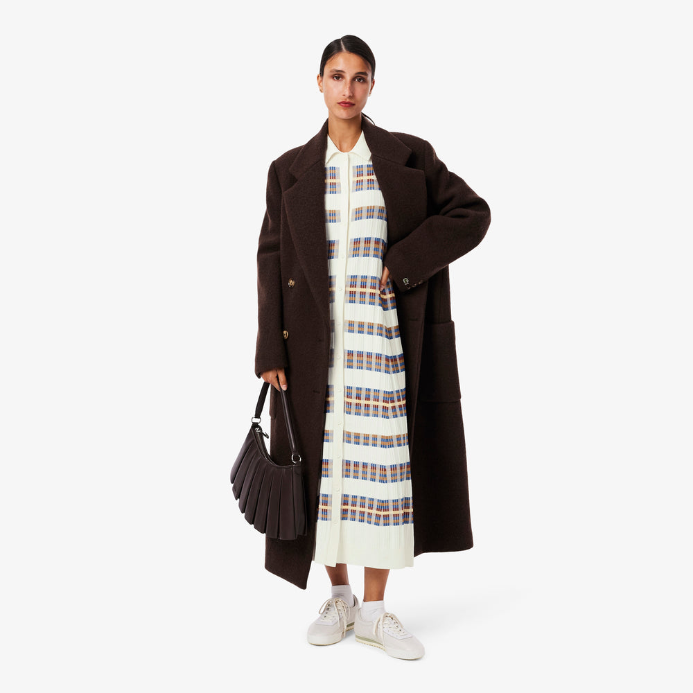 Ribbed Knit Polo Collar Dress