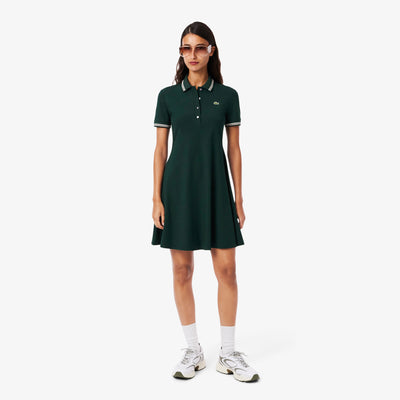 Stretch Polo Collar Skater Dress