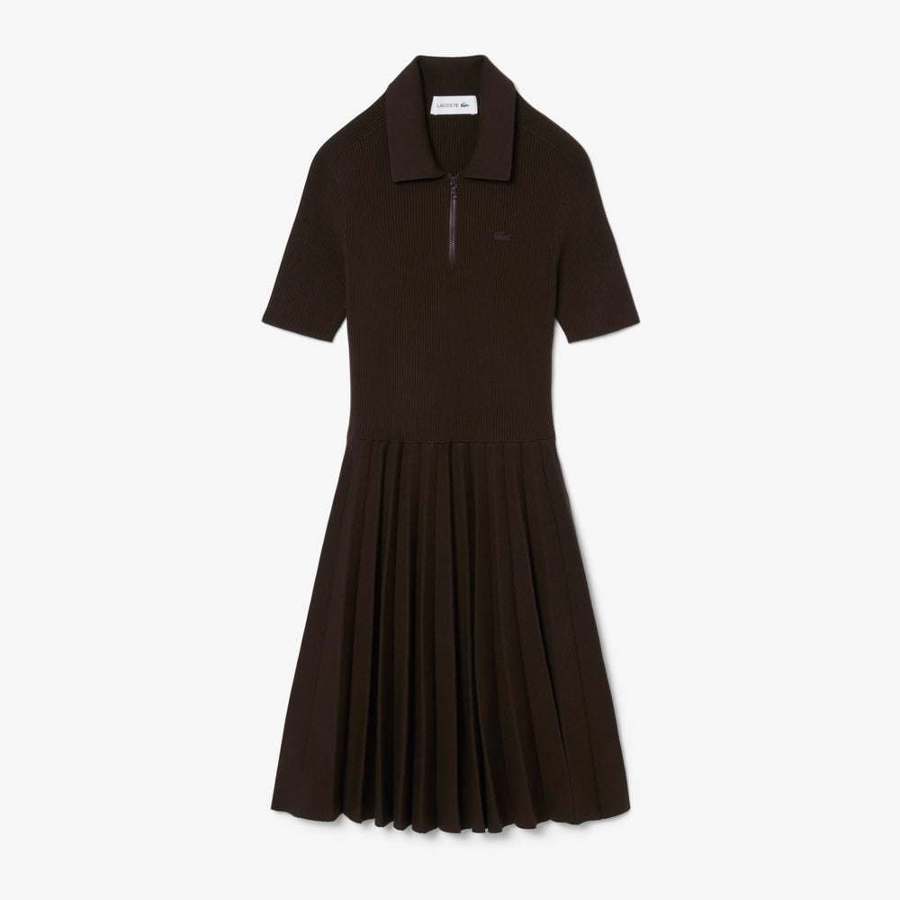 Pleated Polo Collar Dress