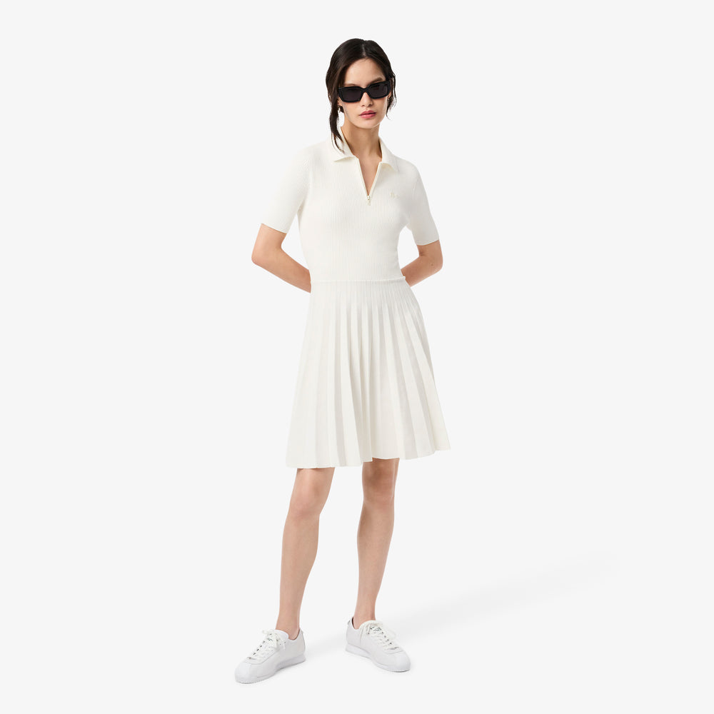 Pleated Polo Collar Dress