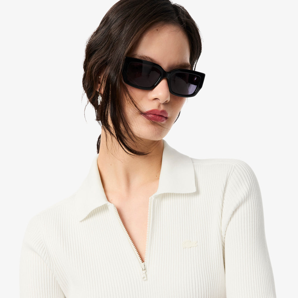 Pleated Polo Collar Dress