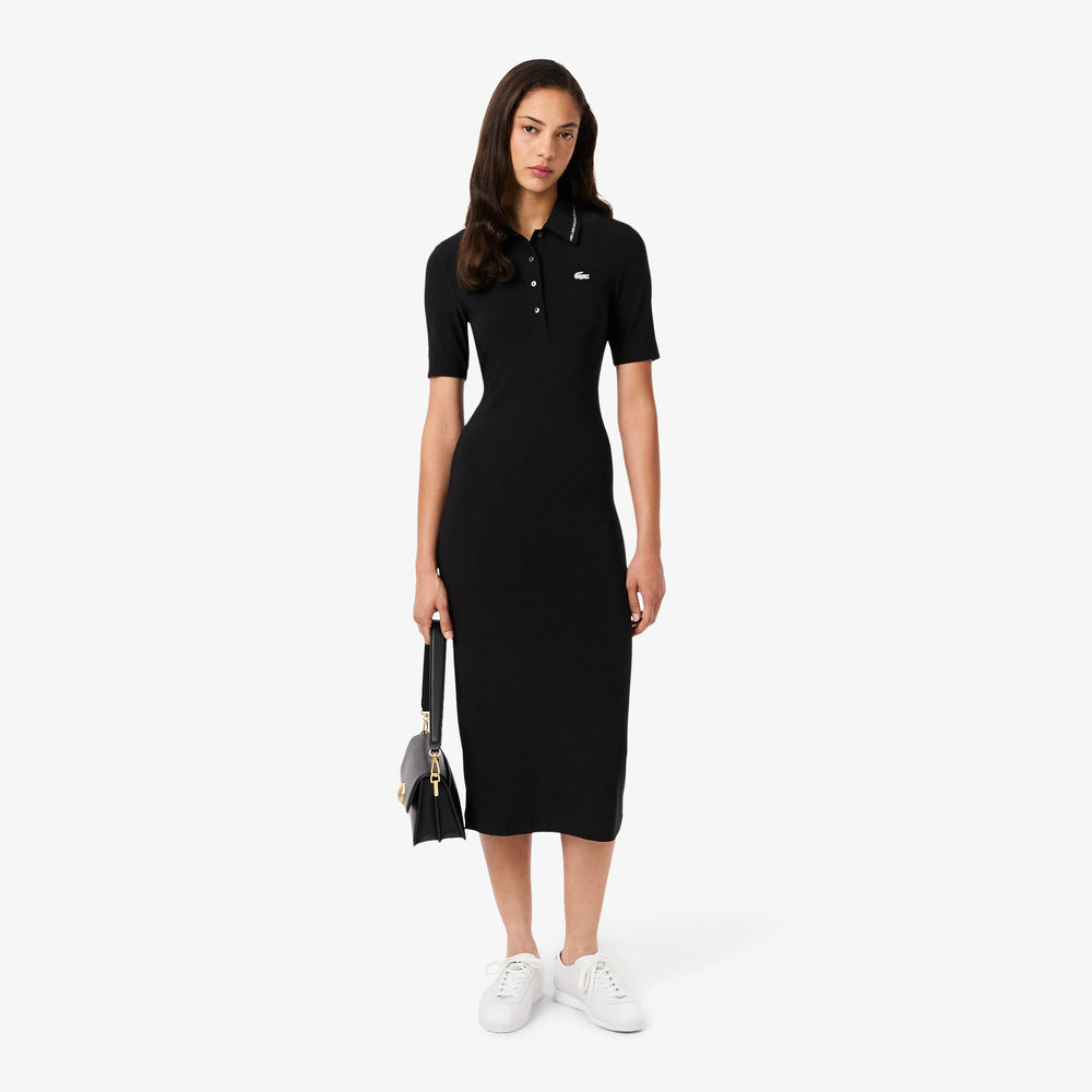 Slim Fit Diamanté Crocodile Polo Collar Dress