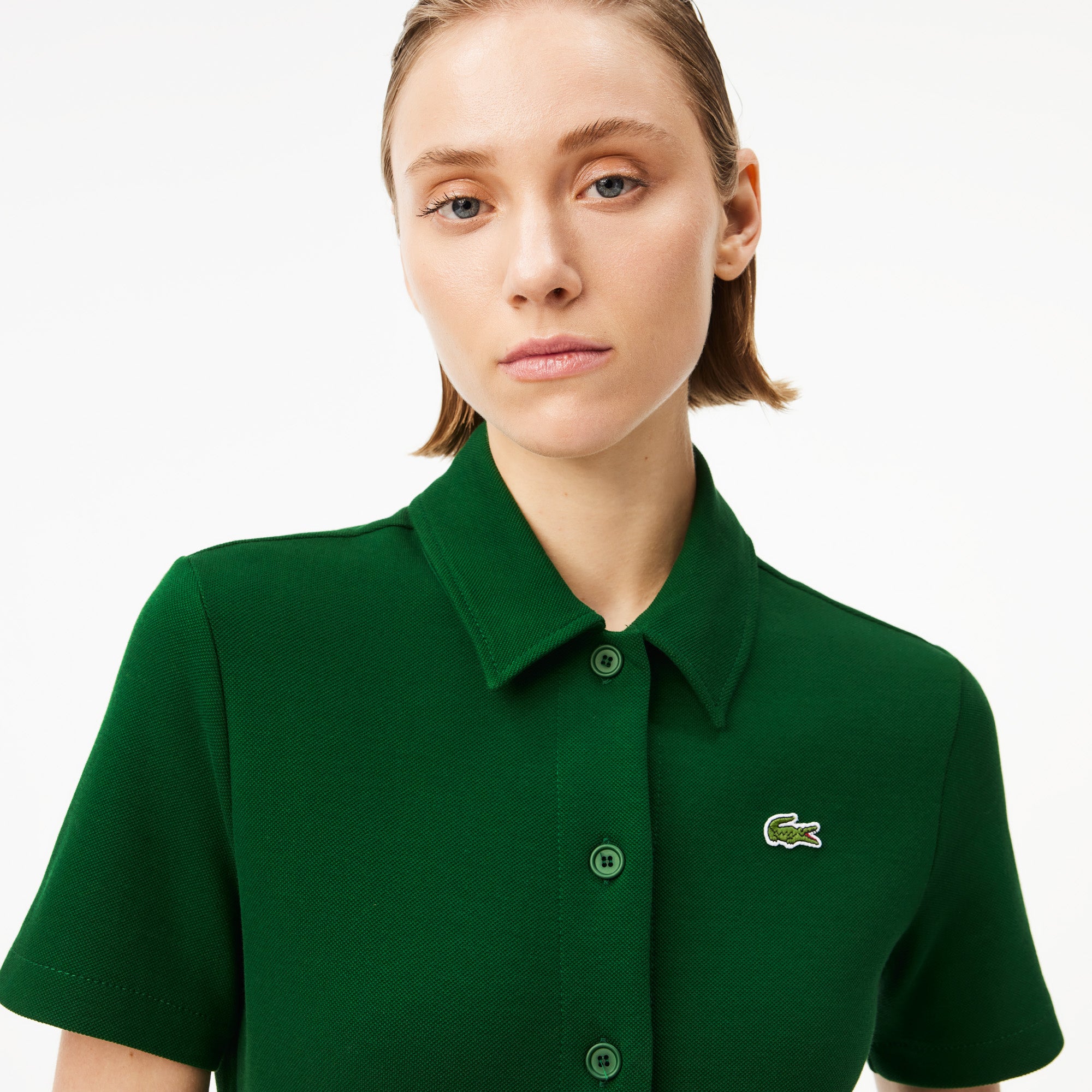 Women s Lacoste Organic Cotton Buttoned Polo Dress