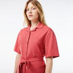 Women’s Lacoste Linen/Cotton Blend Belted Button Dress