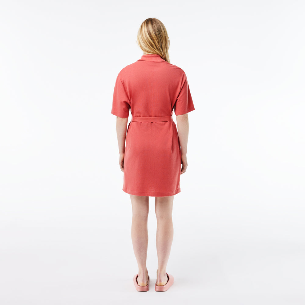 Women’s Lacoste Linen/Cotton Blend Belted Button Dress