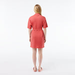 Women’s Lacoste Linen/Cotton Blend Belted Button Dress