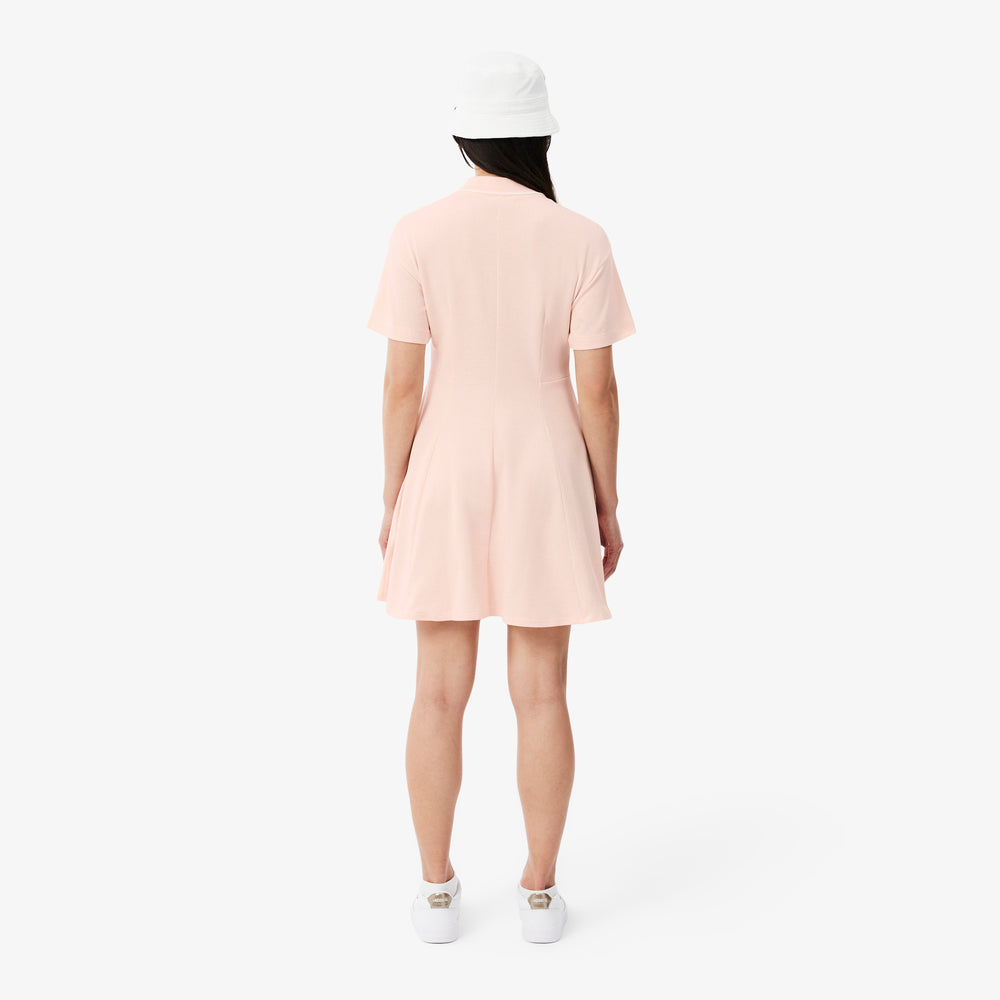 Flared Badge Accent Petit Piqué Dress