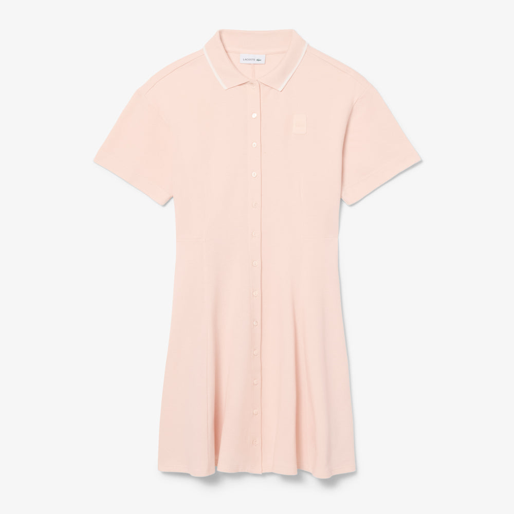 Flared Badge Accent Petit Piqué Dress