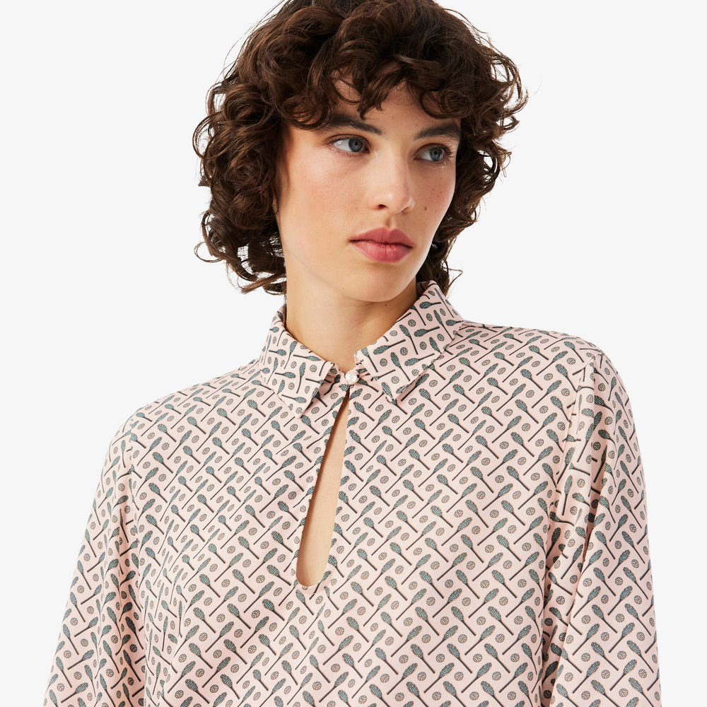 Fluid Crepe Shirt Collar Dress
