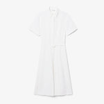 Long Pleated Fluid Piqué Dress