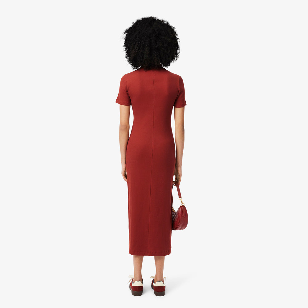 Long Ribbed Cotton Polo Dress