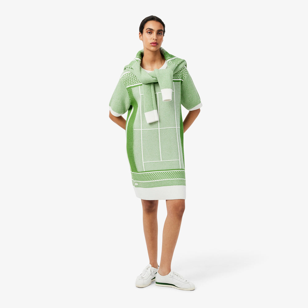 Tennis Court Jacquard Sweater Dress