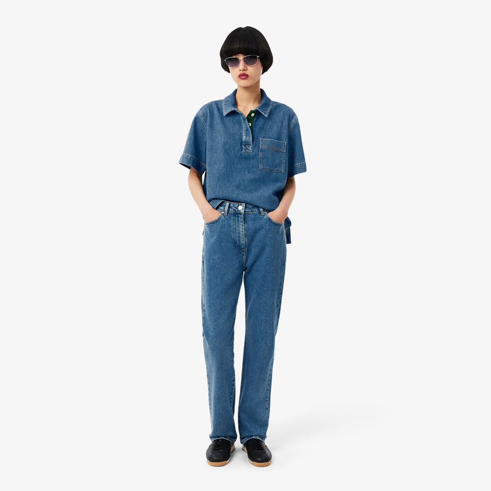 Straight Cut High Waist Denim Jeans