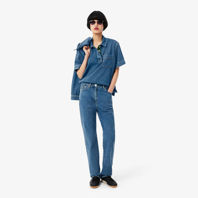 Straight Cut High Waist Denim Jeans