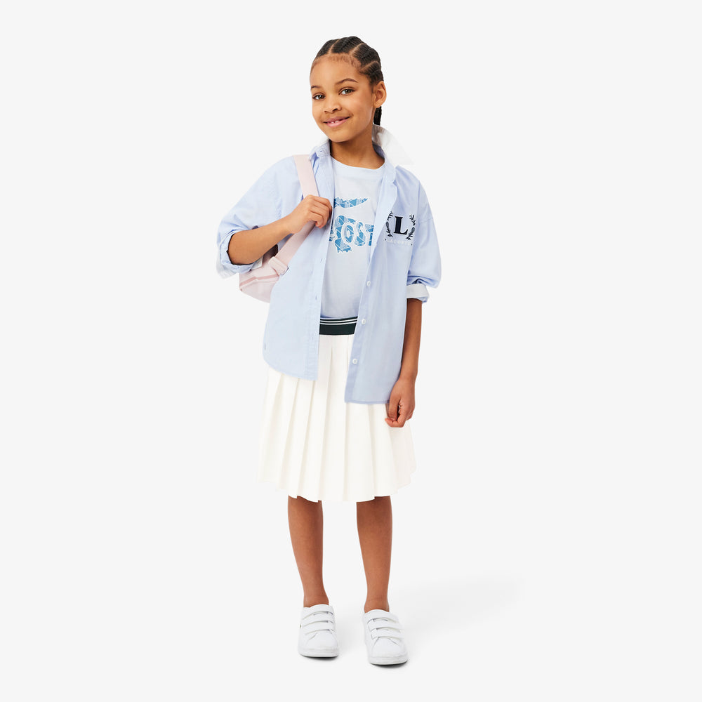 Oxford Cotton Pleated Skirt