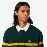 Relaxed Fit Striped Piqué Rugby Polo Shirt