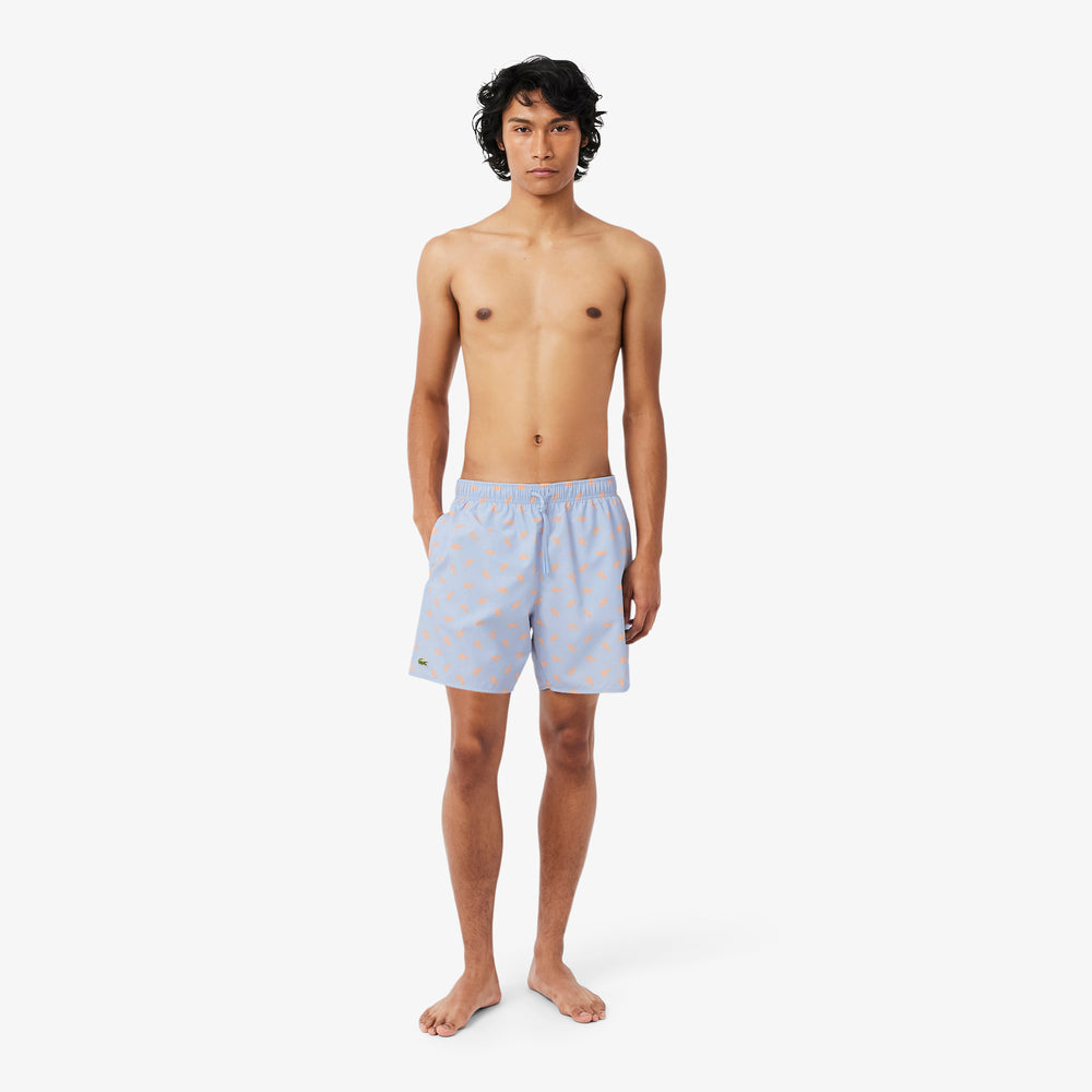 Mid Length Crocodile Print Swim Trunks
