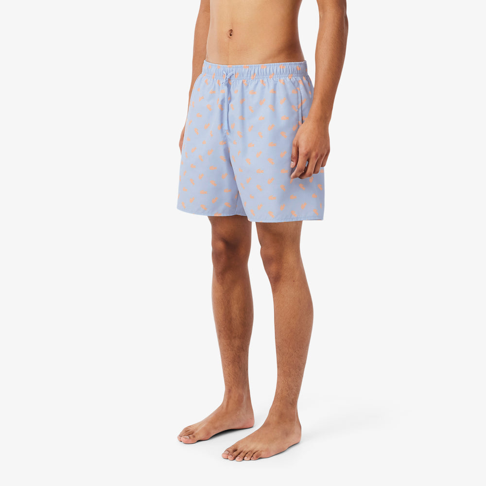 Mid Length Crocodile Print Swim Trunks