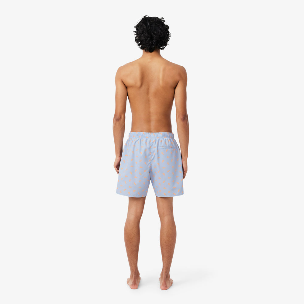 Mid Length Crocodile Print Swim Trunks