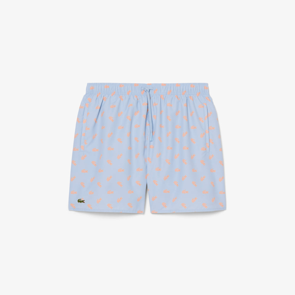 Mid Length Crocodile Print Swim Trunks