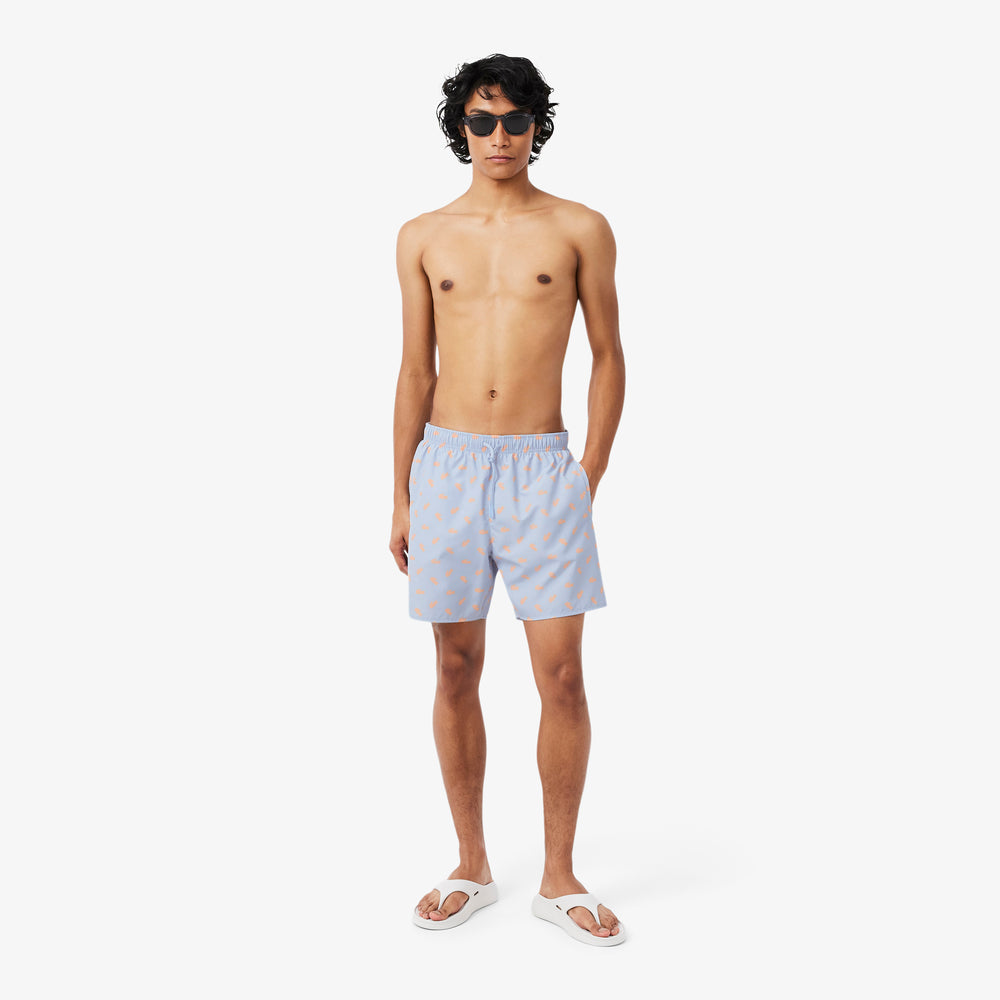 Mid Length Crocodile Print Swim Trunks