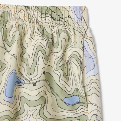 Mid Length Print Swim Trunks