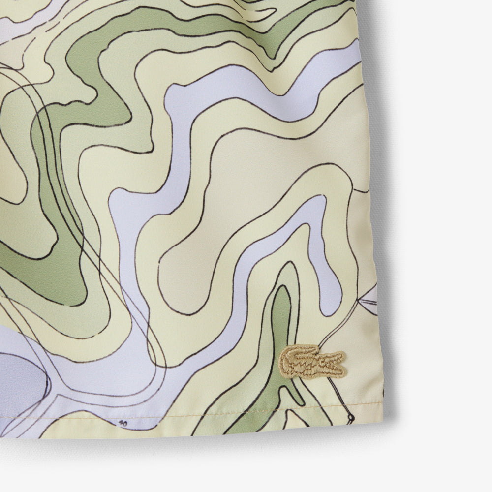 Mid Length Print Swim Trunks