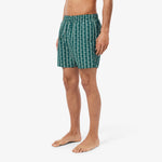 Mid Length Monogram Print Swim Trunks
