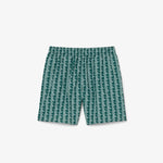 Mid Length Monogram Print Swim Trunks