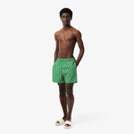 Mid Length Monogram Print Swim Trunks
