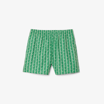 Mid Length Monogram Print Swim Trunks