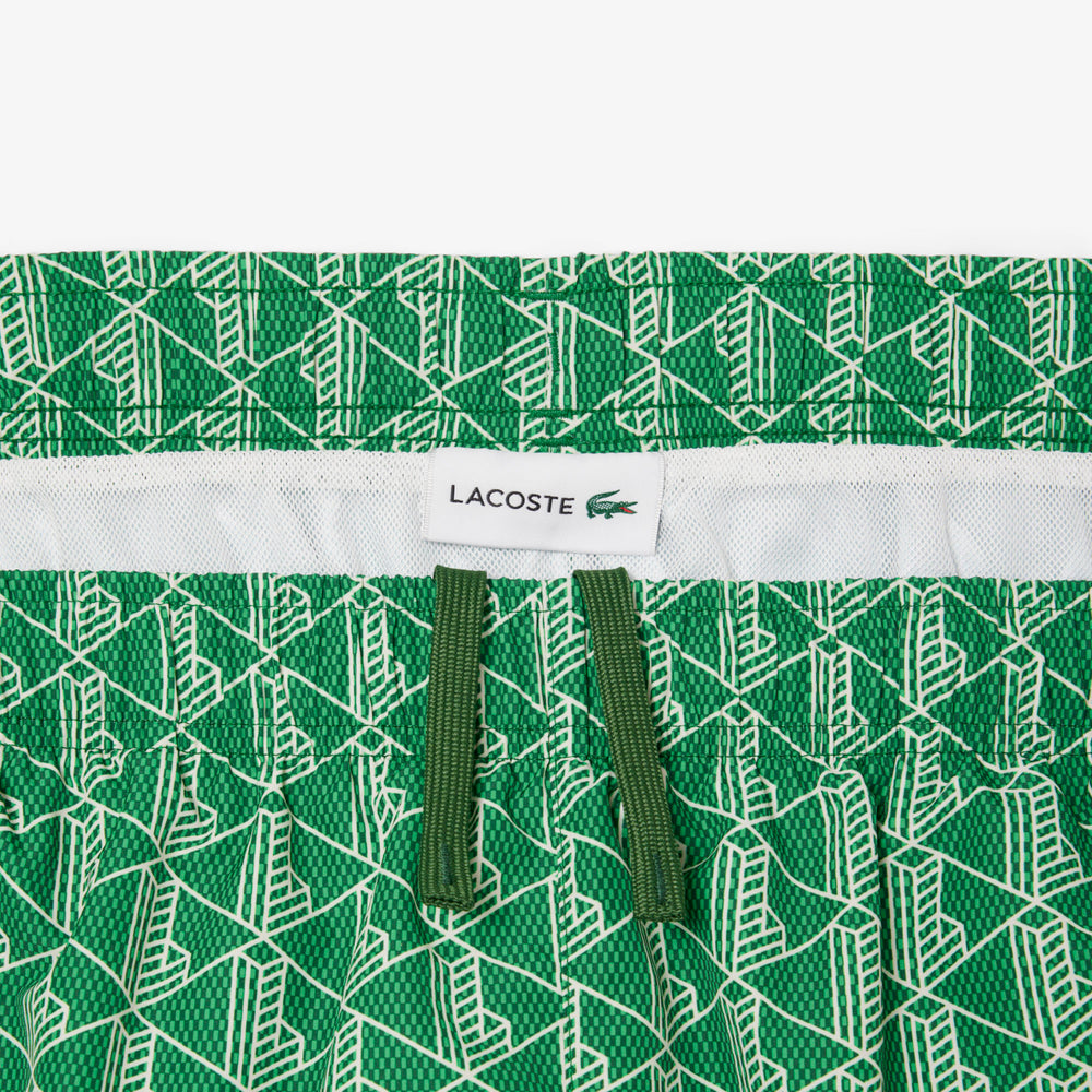 Mid Length Monogram Print Swim Trunks