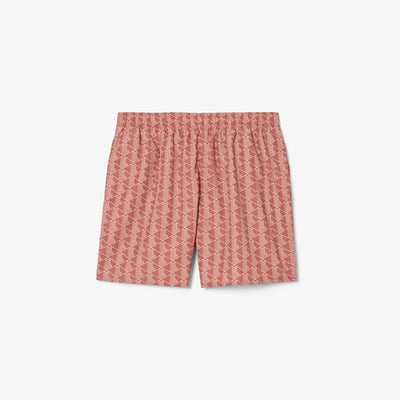 Mid Length Monogram Print Swim Trunks