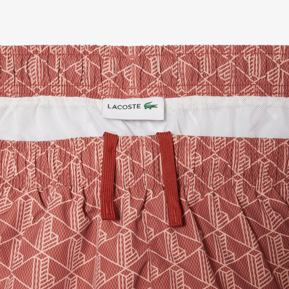Mid Length Monogram Print Swim Trunks