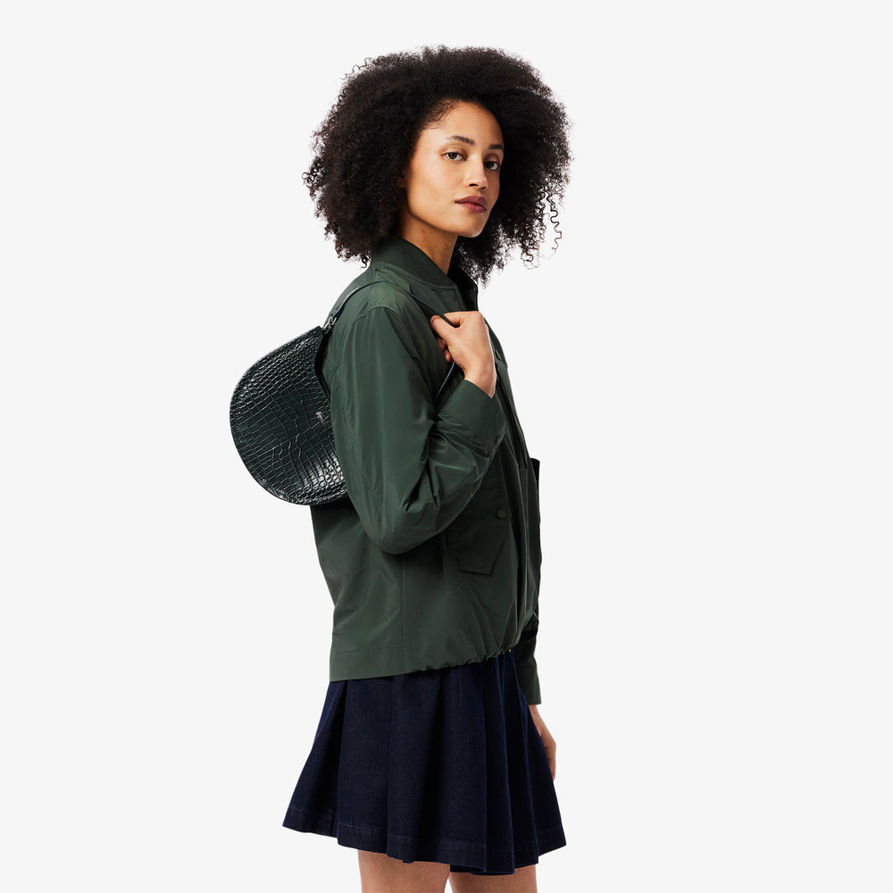 Small Chantaco Embossed Leather Half Moon Bag