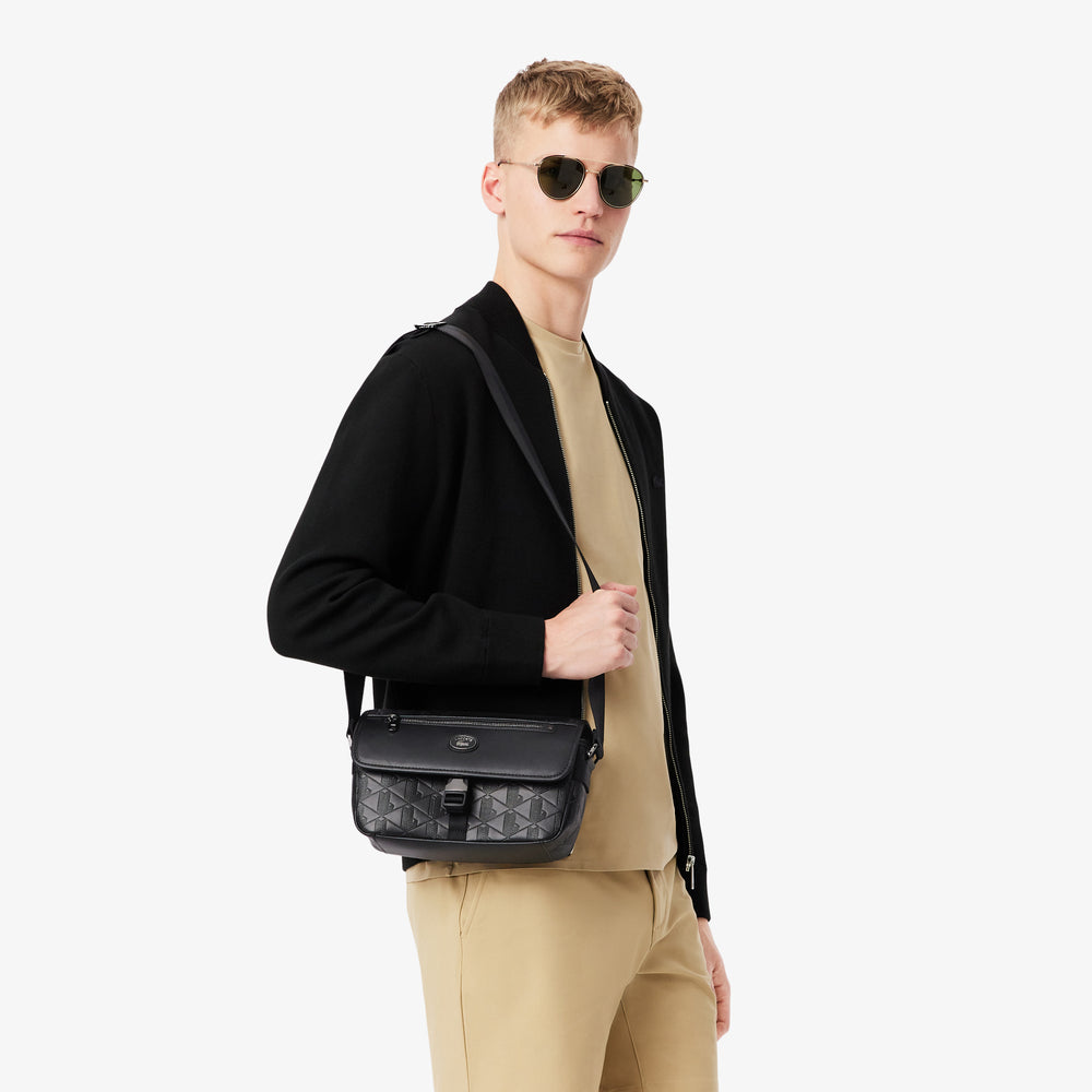 Small Monogram Leather Flap Satchel