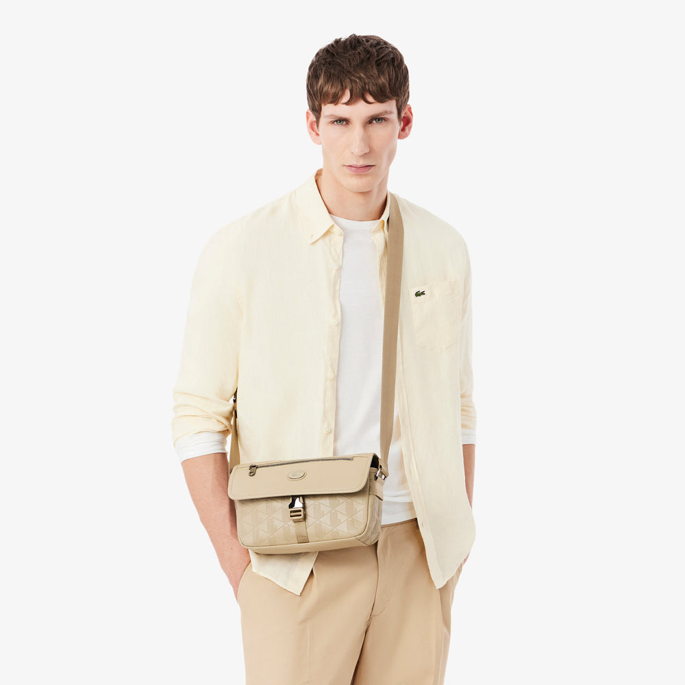 Small Monogram Leather Flap Satchel