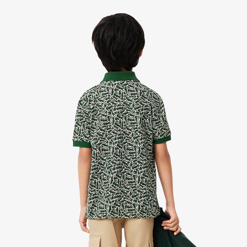 Crocodile Print Piqué Polo Shirt